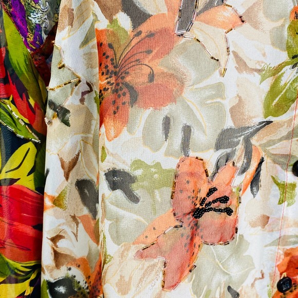 Vintage Sebatu Sheer Mixed Media Beaded High Low Top Womens Med 80s Art to Wear - Picture 9 of 12